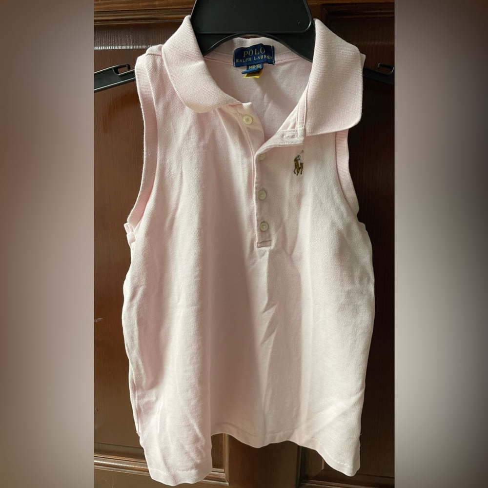 Polo Ralph Lauren Girls Size M (8-10)  Cotton Mesh Sleeveless Polo Shirt Pink